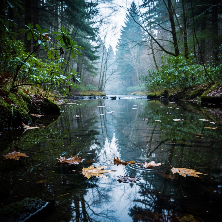 A still, dark forest pool, reflecting the dappled, emerald g... | ShopAyahuascaRetreats
