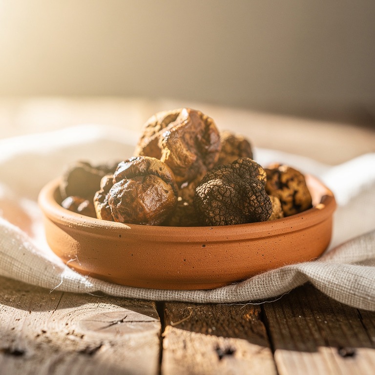 A terracotta dish filled with dried magic truffles on a rust... | ShopAyahuascaRetreats