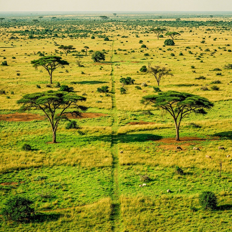 A vast, open savannah stretching towards the horizon, with a... | ShopAyahuascaRetreats