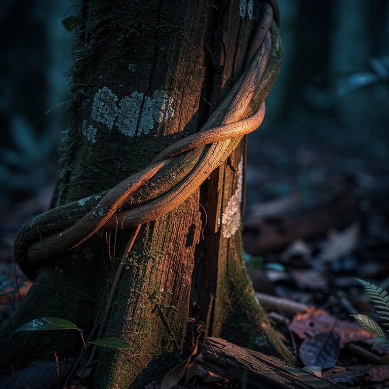 Ayahuasca vine wrapped around an old tree trunk, rainforest ... | ShopAyahuascaRetreats
