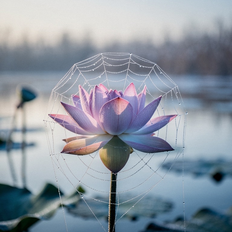 Delicate, dew-kissed cobwebs cling to the intricate patterns... | ShopAyahuascaRetreats