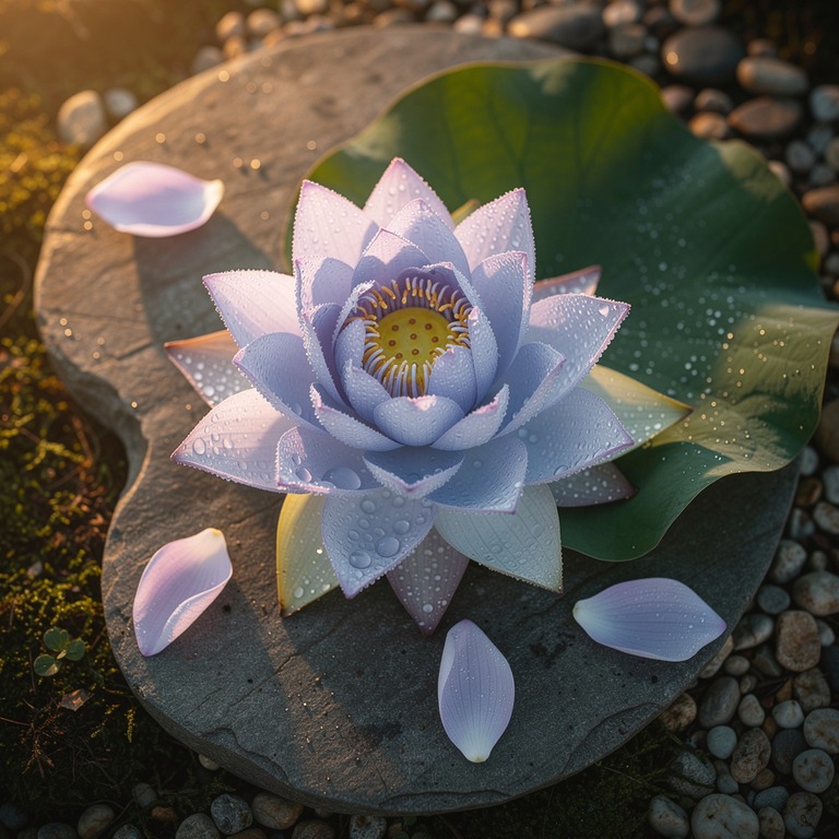 Delicate, dew-kissed petals of a sacred flower, such as the ... | ShopAyahuascaRetreats
