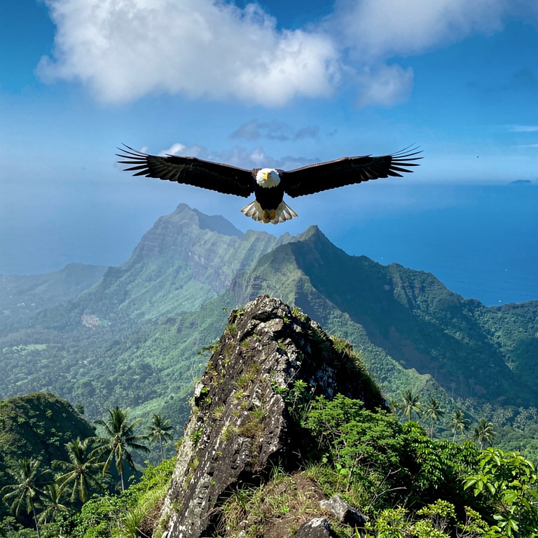 Eagle gliding over mountain ridge, wide angle | ShopAyahuascaRetreats