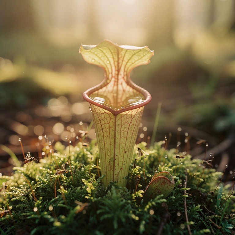 Pitcher plant nestled in moss, water collected inside the cu... | ShopAyahuascaRetreats