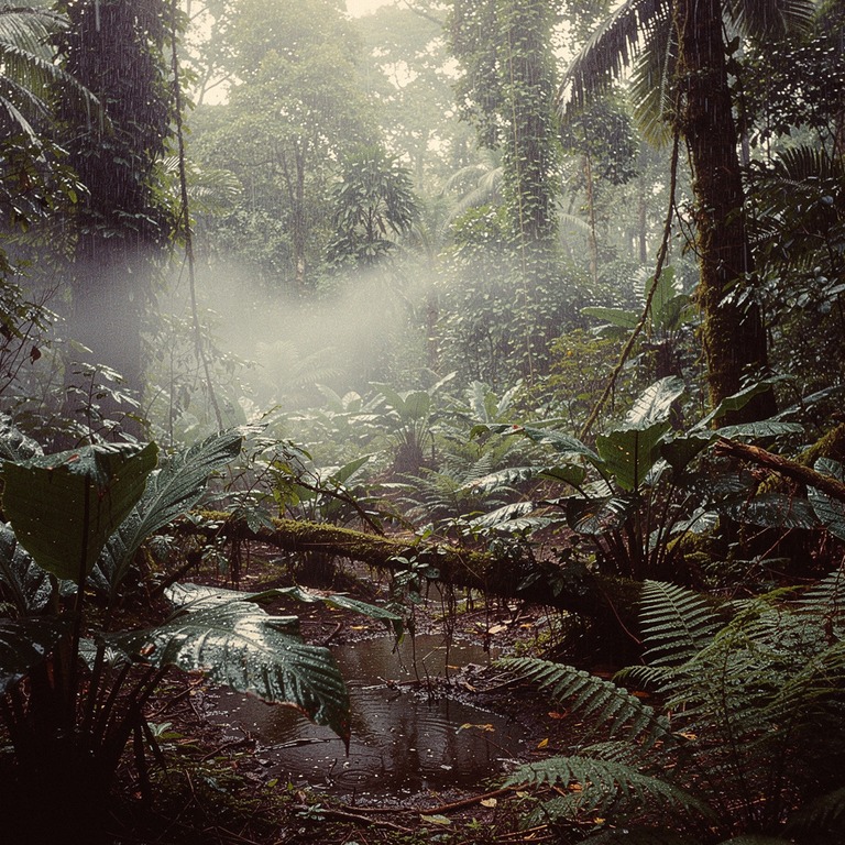 Wisps of steam rising from wet rainforest leaves after a dow... | ShopAyahuascaRetreats