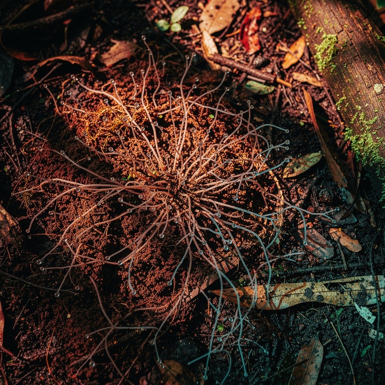 A detailed, macro photograph of the intricate mycelium of an... | ShopAyahuascaRetreats