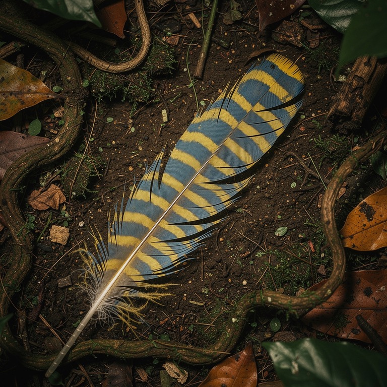 A macro shot of a vibrant blue-and-yellow macaw's feather li... | ShopAyahuascaRetreats