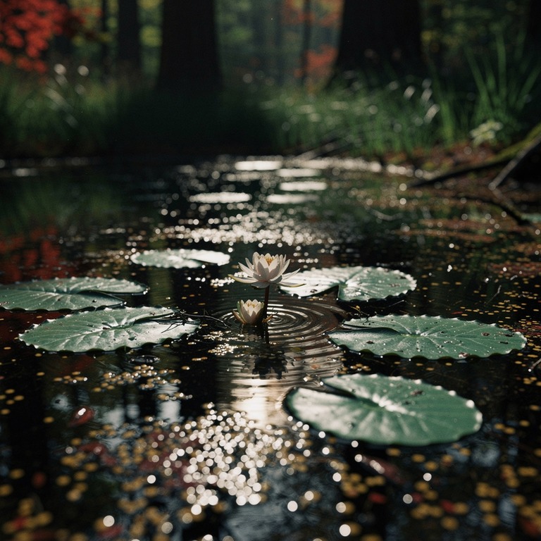 A quiet, moonlit forest pool, with a few water lilies floati... | ShopAyahuascaRetreats