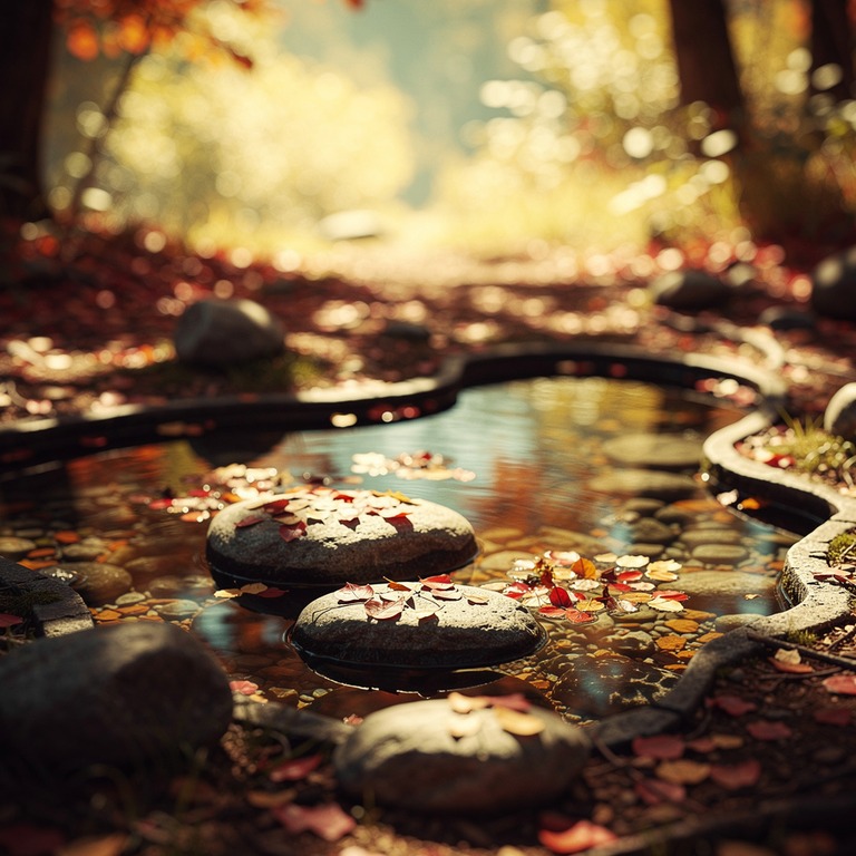 A shallow, rocky pool with a few rounded stones and a sprink... | ShopAyahuascaRetreats