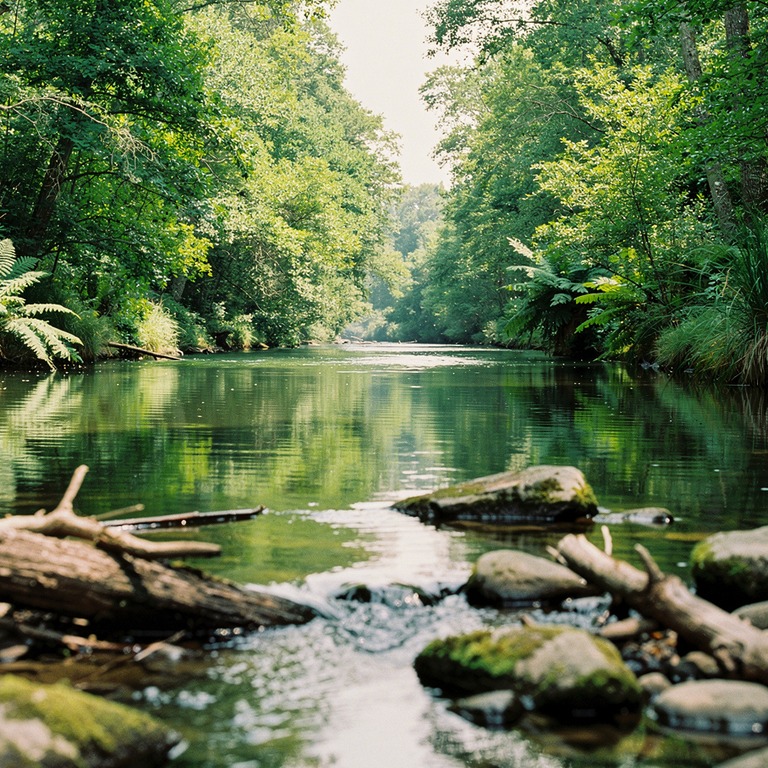 A slow-moving river, its calm surface reflecting the vibrant... | ShopAyahuascaRetreats