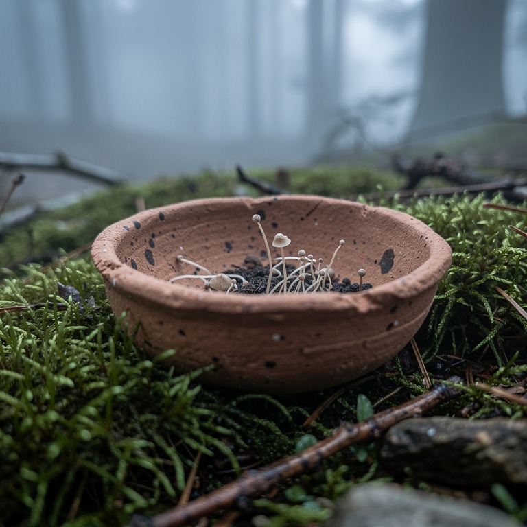 A small, shallow dish made of natural clay, containing a few... | ShopAyahuascaRetreats