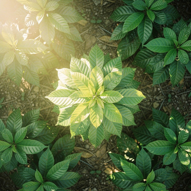 Coca plant leaves in bright morning sunshine, sharp green de... | ShopAyahuascaRetreats