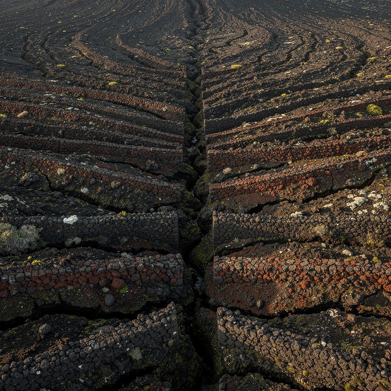 Layers of rough volcanic stone in shadow | ShopAyahuascaRetreats