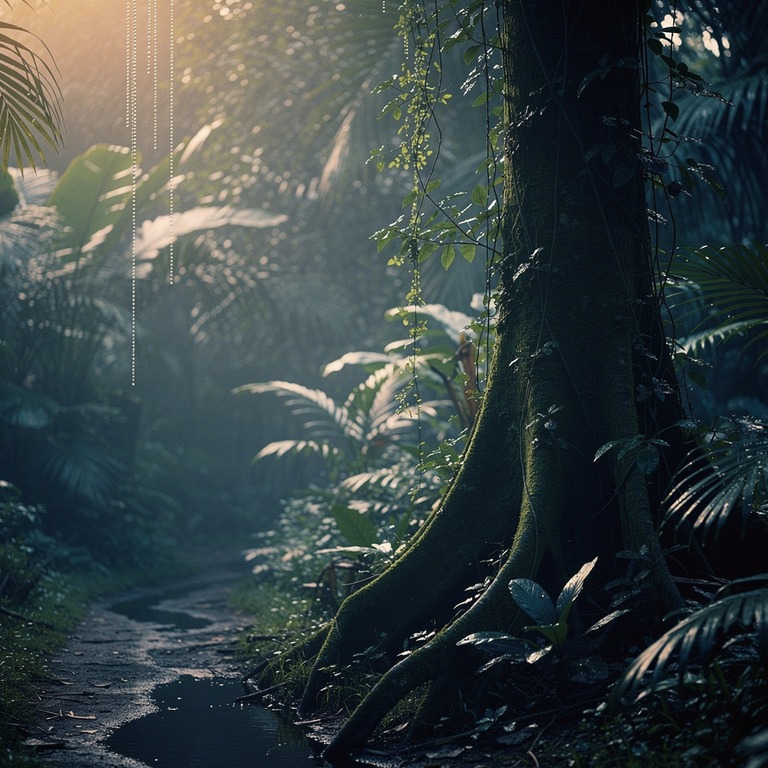 Pre-dawn jungle, deep blue tones with first golden light fil... | ShopAyahuascaRetreats