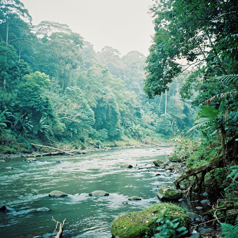 Slow-moving river curving through dense jungle canopy | ShopAyahuascaRetreats