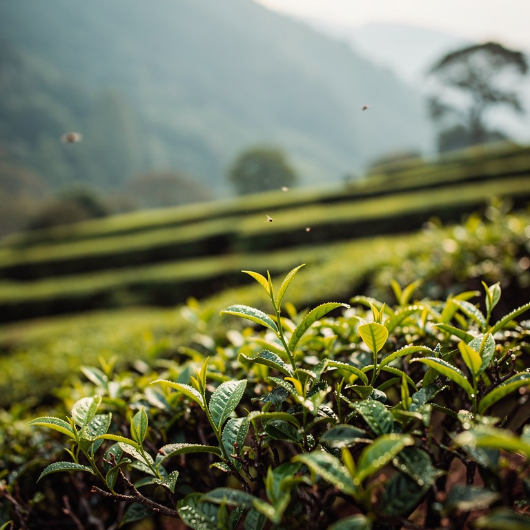 Tea plantation terraces with bright green new leaves, mounta... | ShopAyahuascaRetreats