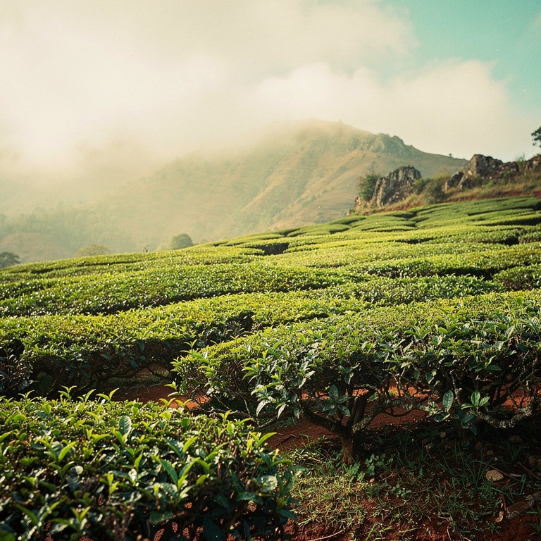Tea plantation terraces with bright green new leaves, mounta... | ShopAyahuascaRetreats