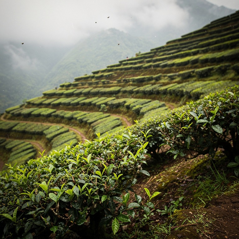 Tea plantation terraces with bright green new leaves, mounta... | ShopAyahuascaRetreats