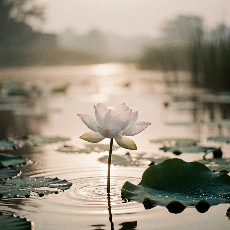 A delicate, backlit lotus flower blooming in a serene pond a... | ShopAyahuascaRetreats