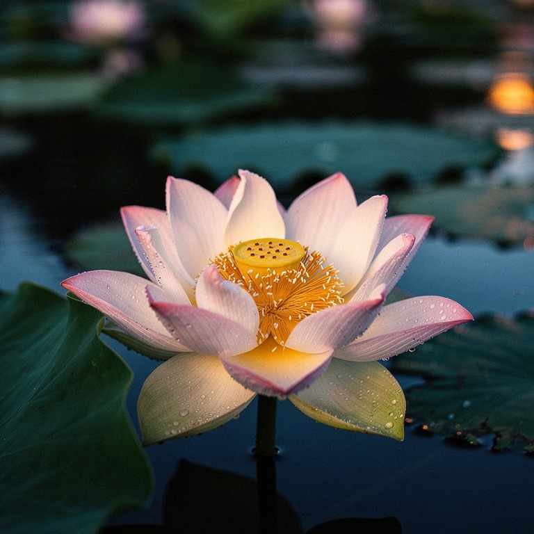 A macro shot of a lotus flower blooming in a pond, its petal... | ShopAyahuascaRetreats