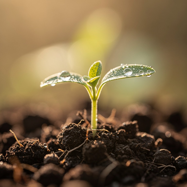 A macro shot of a sprouting seedling emerging from the earth... | ShopAyahuascaRetreats