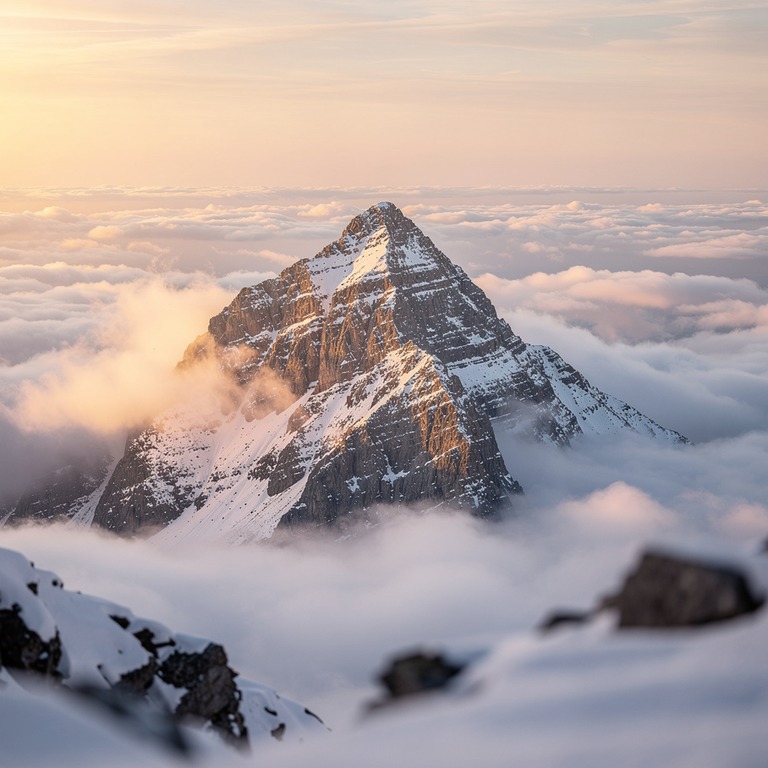 A rugged, windswept mountain peak rises above the clouds, it... | ShopAyahuascaRetreats