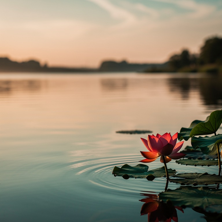 A serene lake at sunrise reflects a calm sky with a few wisp... | ShopAyahuascaRetreats