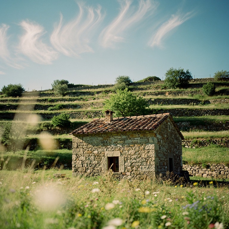 A simple, rustic stone cottage stands alone at the edge of a... | ShopAyahuascaRetreats