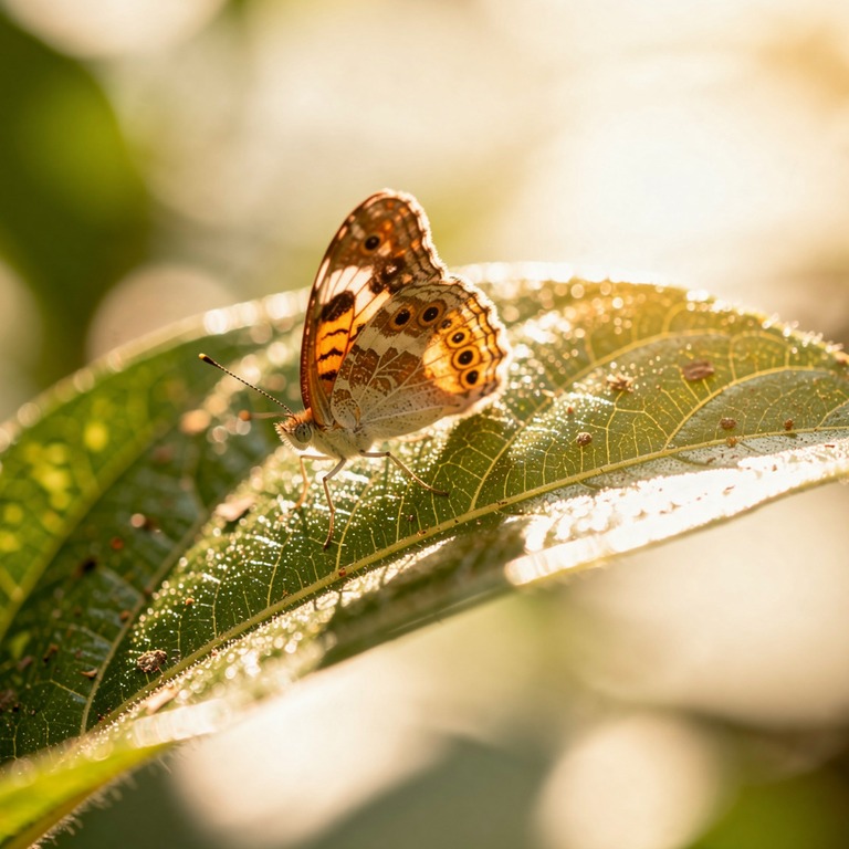 A solitary butterfly perched on a large leaf, backlit by war... | ShopAyahuascaRetreats