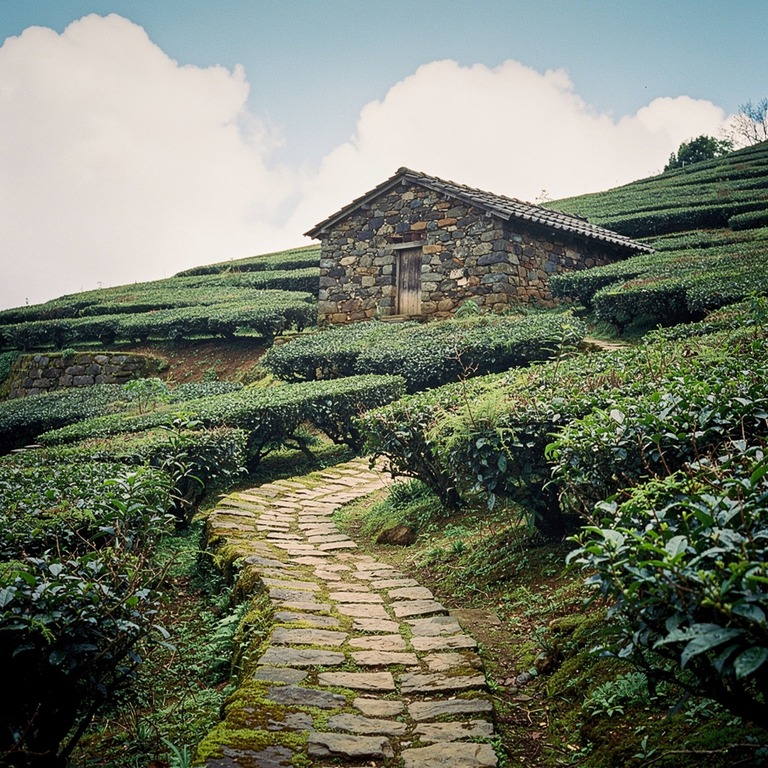 A stone cottage nestled among terraced hillsides of a lush g... | ShopAyahuascaRetreats
