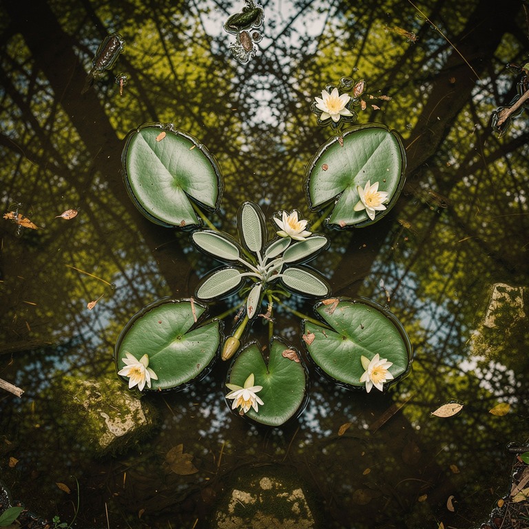 A tranquil forest pool reflects the dappled light of the sur... | ShopAyahuascaRetreats