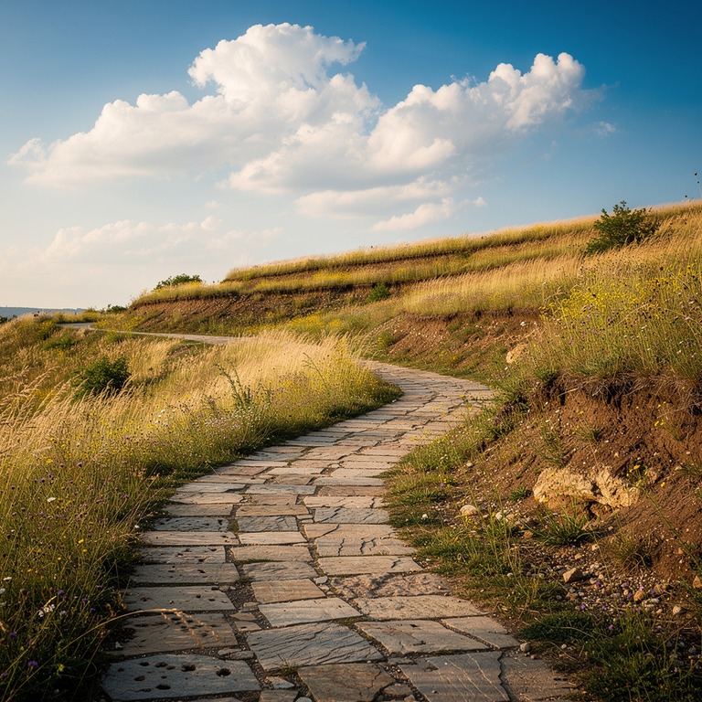 A winding stone path leading through a terraced hillside, li... | ShopAyahuascaRetreats