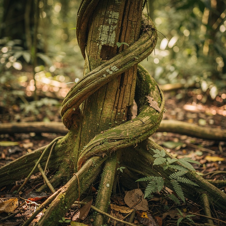 Ayahuasca vine wrapped around an old tree trunk, rainforest ... | ShopAyahuascaRetreats