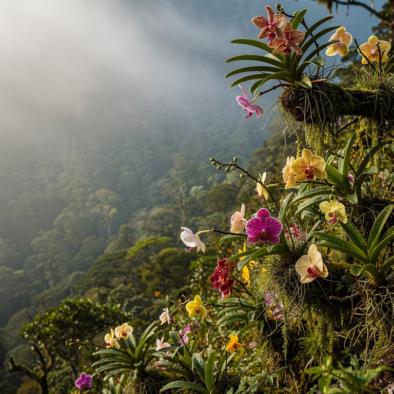 Cloud-forest ridge with epiphytes and orchids on every branc... | ShopAyahuascaRetreats