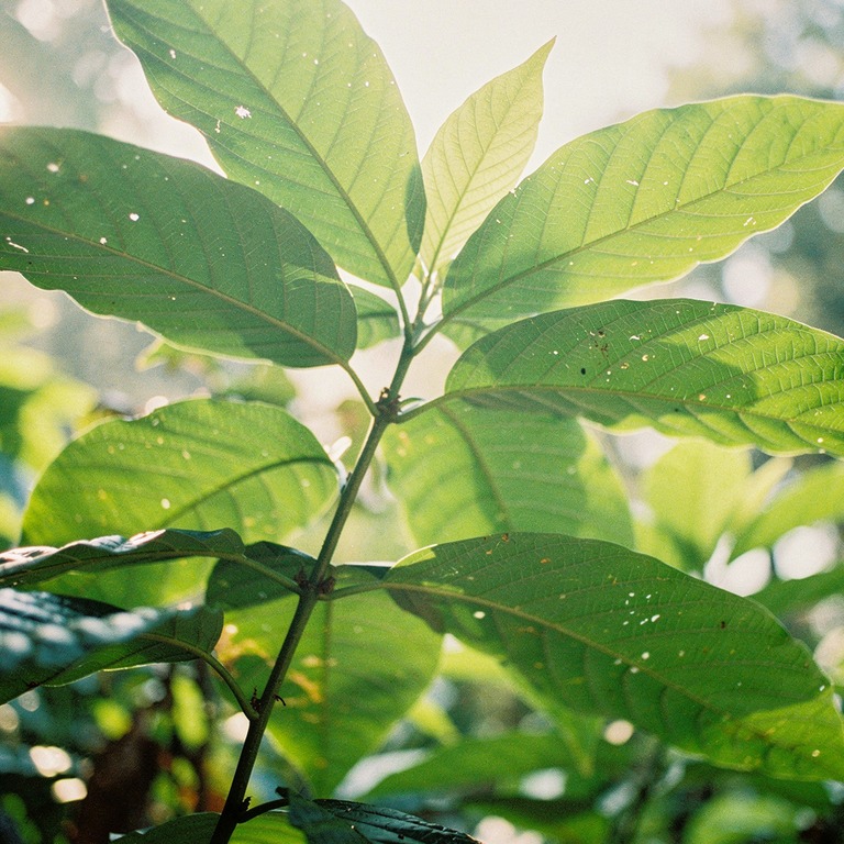 Coca plant leaves in bright morning sunshine, sharp green de... | ShopAyahuascaRetreats
