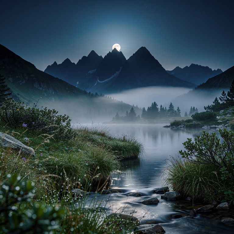 Full moon rising behind silhouetted mountain peaks | ShopAyahuascaRetreats