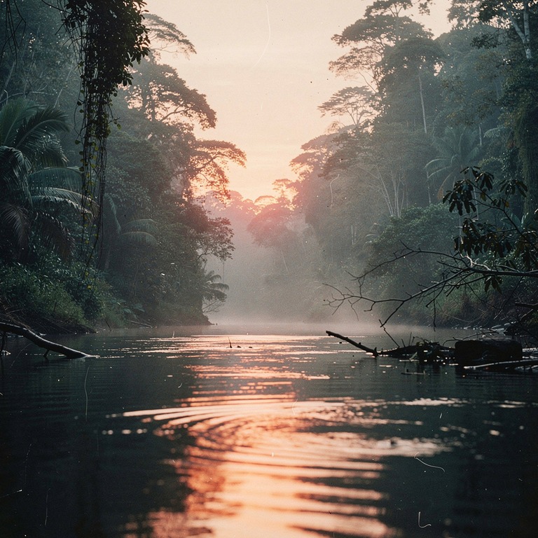 Misty Amazonian river snaking between dense forested banks a... | ShopAyahuascaRetreats