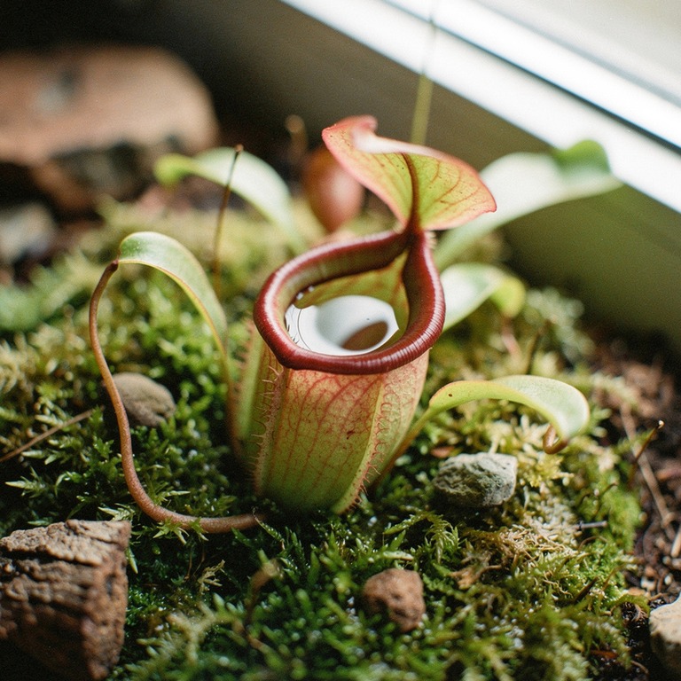 Pitcher plant nestled in moss, water collected inside the cu... | ShopAyahuascaRetreats