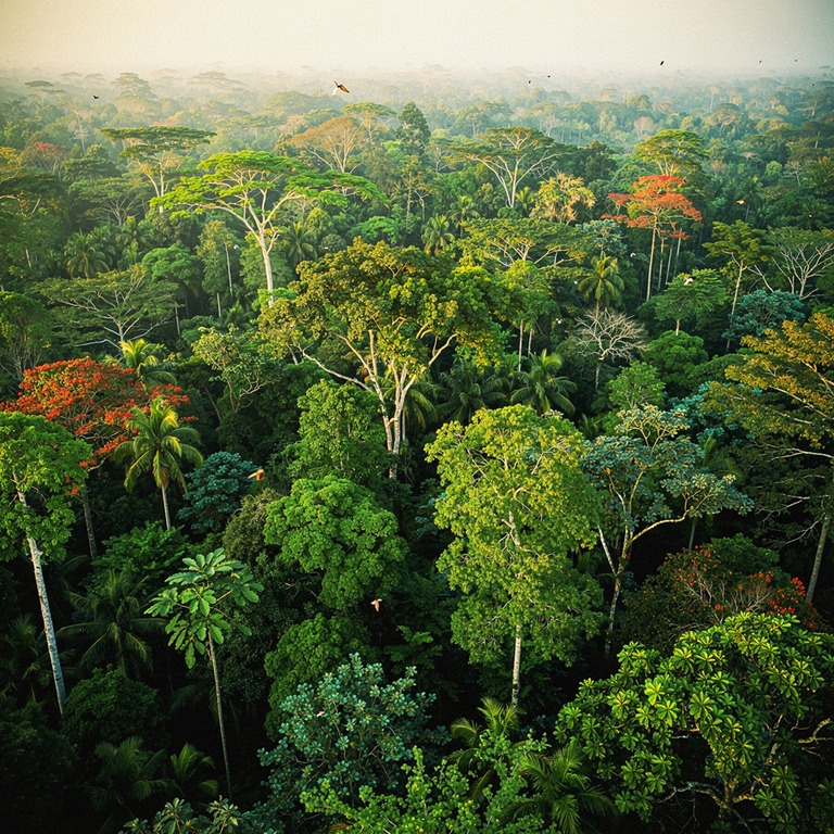 Rainforest crown layer viewed from above, mosaic of greens | ShopAyahuascaRetreats