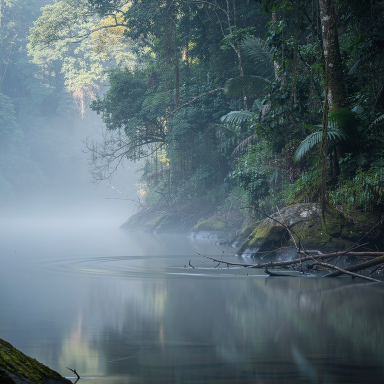 River bend in deep rainforest, reflection of trees on still ... | ShopAyahuascaRetreats