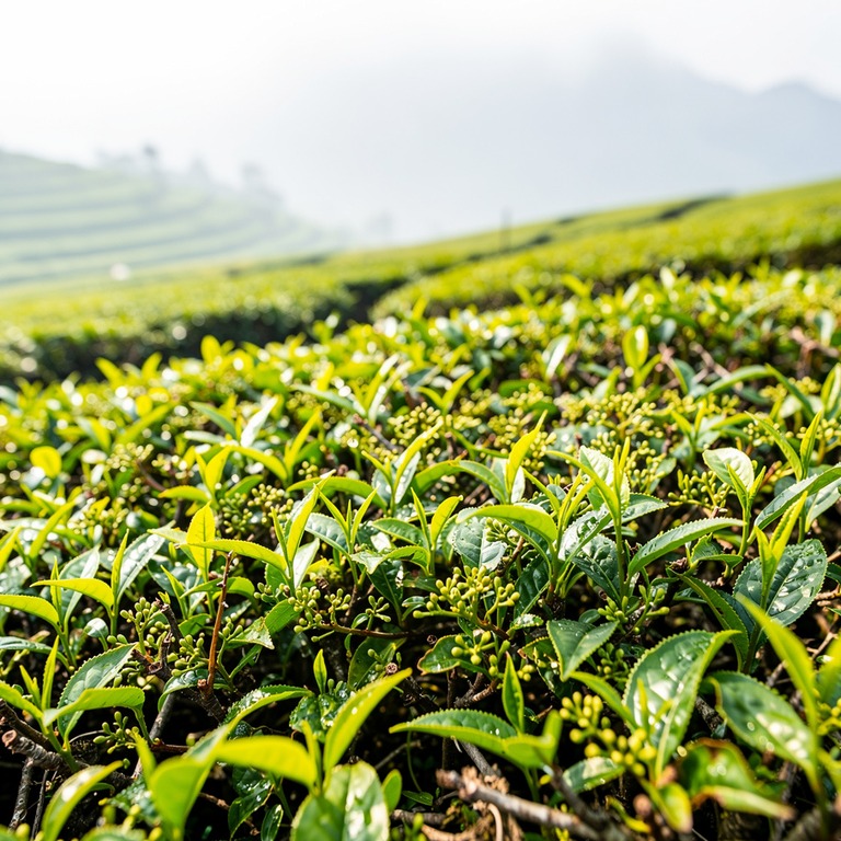 Tea plantation terraces with bright green new leaves, mounta... | ShopAyahuascaRetreats