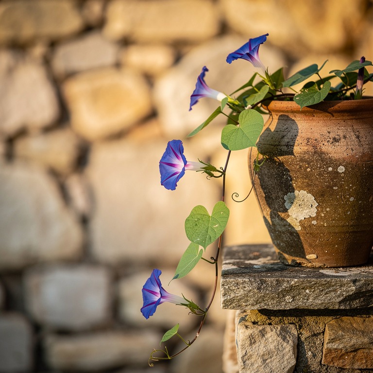 Tendrils of a morning glory vine, with blossoms just beginni... | ShopAyahuascaRetreats