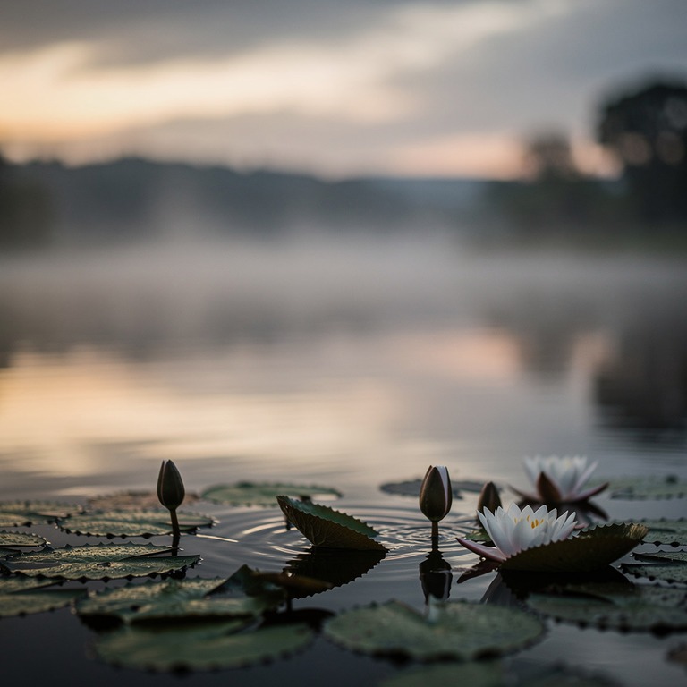 A calm, serene lake at dawn, reflecting the vibrant colors o... | ShopAyahuascaRetreats
