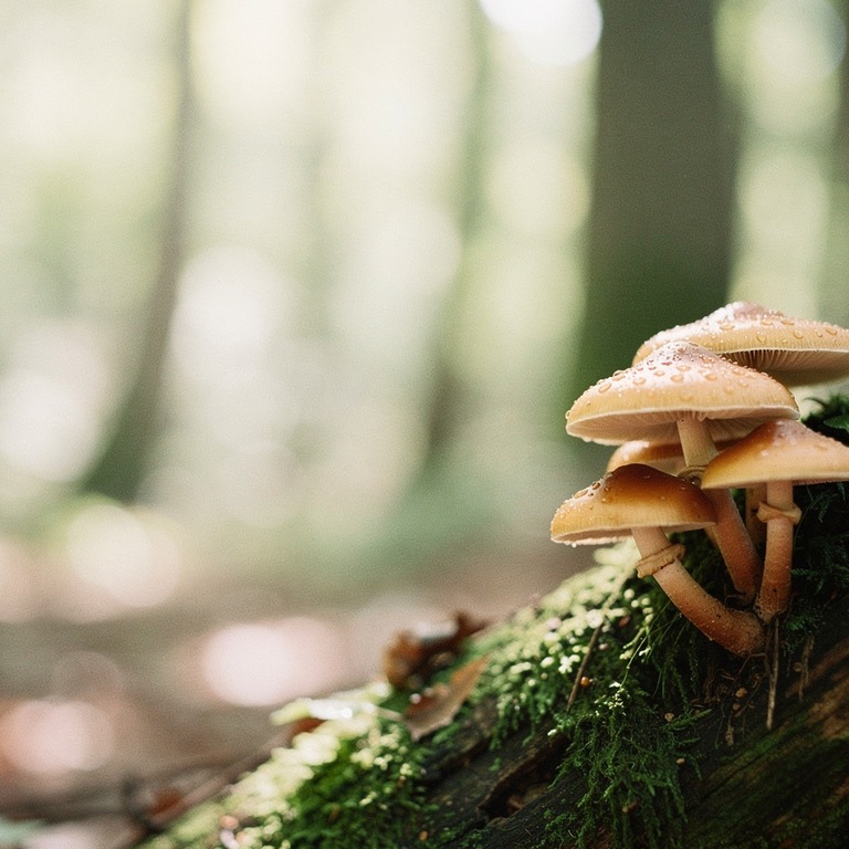 A close-up of Psilocybe cubensis mushrooms growing on a moss... | ShopAyahuascaRetreats