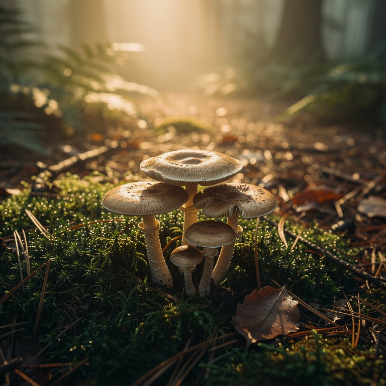 A cluster of Psilocybe azurescens mushrooms growing in a mis... | ShopAyahuascaRetreats
