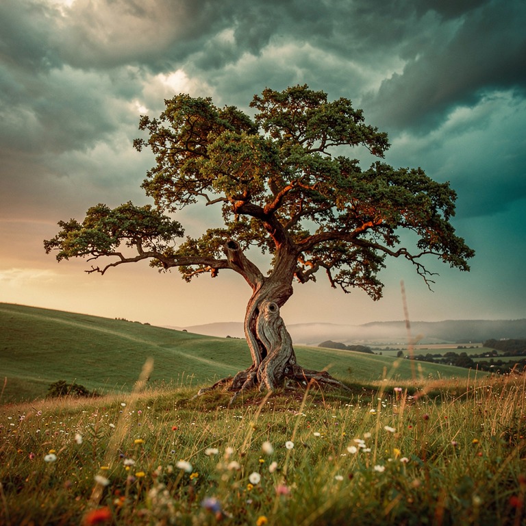 A large, ancient tree with a gnarled, twisted trunk stands a... | ShopAyahuascaRetreats