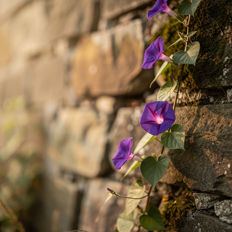 A morning glory vine with purple trumpet-shaped flowers clim... | ShopAyahuascaRetreats