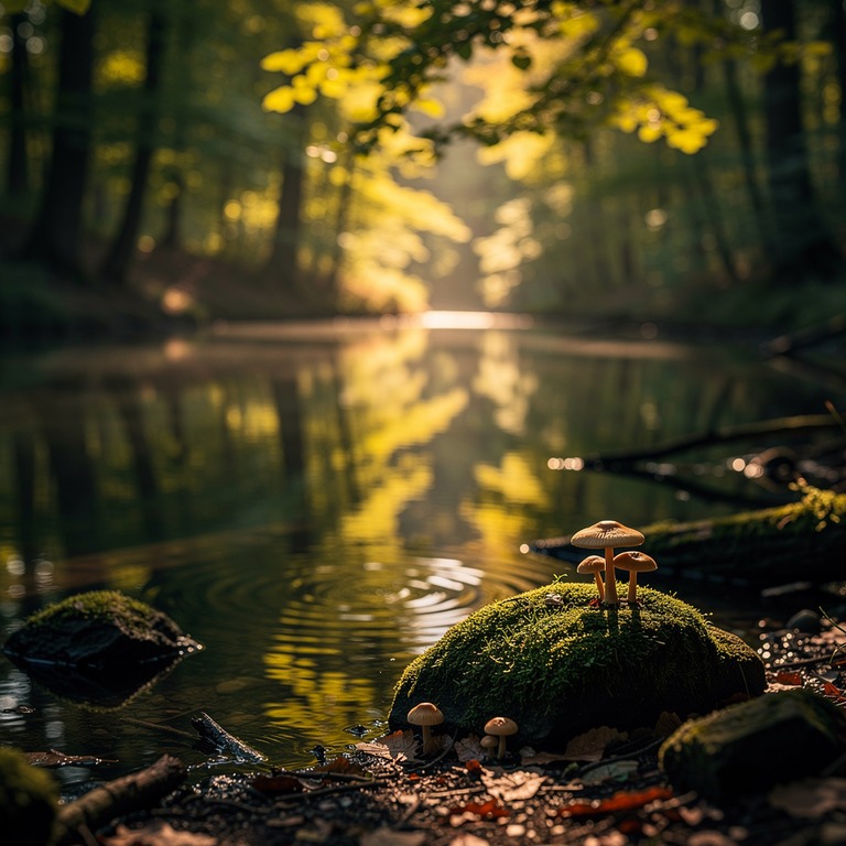 A serene forest pool reflecting the surrounding trees under ... | ShopAyahuascaRetreats