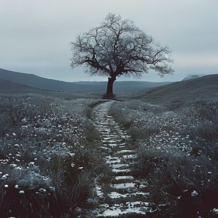 A weathered stone path winding through a rolling meadow, lin... | ShopAyahuascaRetreats