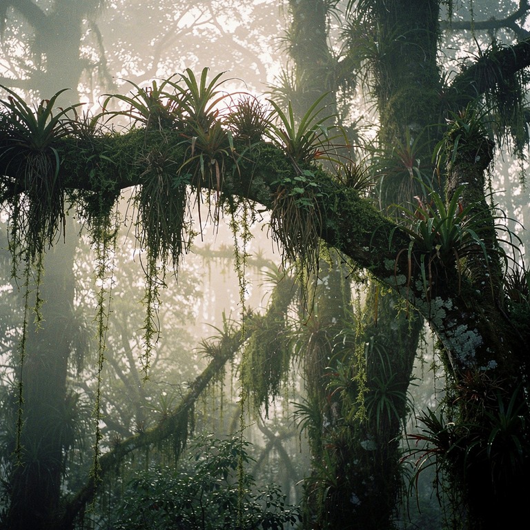 Cloud forest with epiphytes and dripping moss on every branc... | ShopAyahuascaRetreats